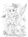 Vector illustration of cute girl. fashionable princes fairy with wings. Royalty Free Stock Photo